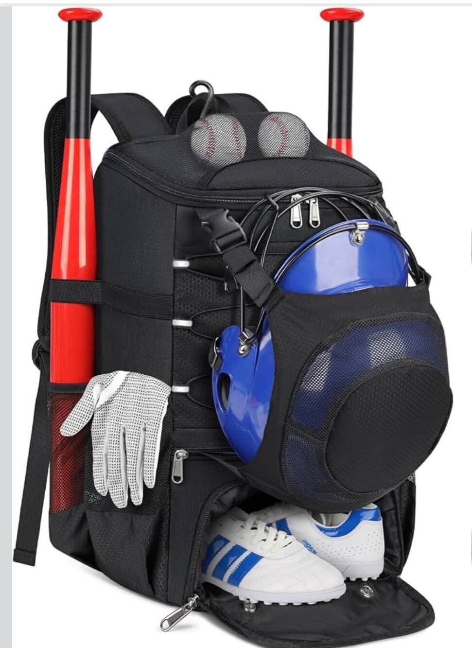RAINSMORE Baseball/Softball Large Black Backpack NWT